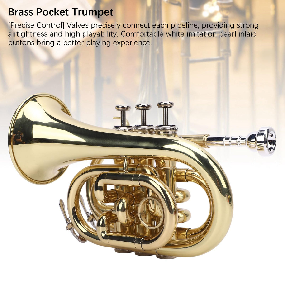 Bb Pocket Trumpet, Ni Plated Brass with 7C Mouthpiece H2046