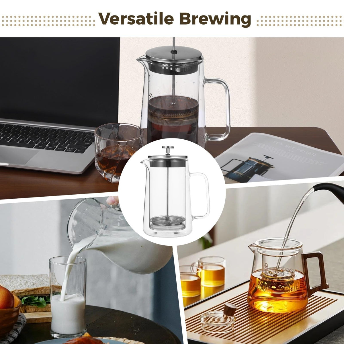 33.8 Oz Insulated Double Wall Tea Maker with Fine Mesh Filter F8519