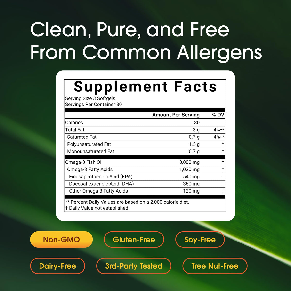 Omega-3 Fish Oil 3,000mg 240 Softgels O3031
