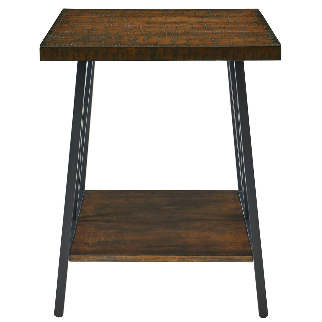 Mid Century Modern End Table with Storage, 2-Tier Open Shelves, Cherry Walnut E868