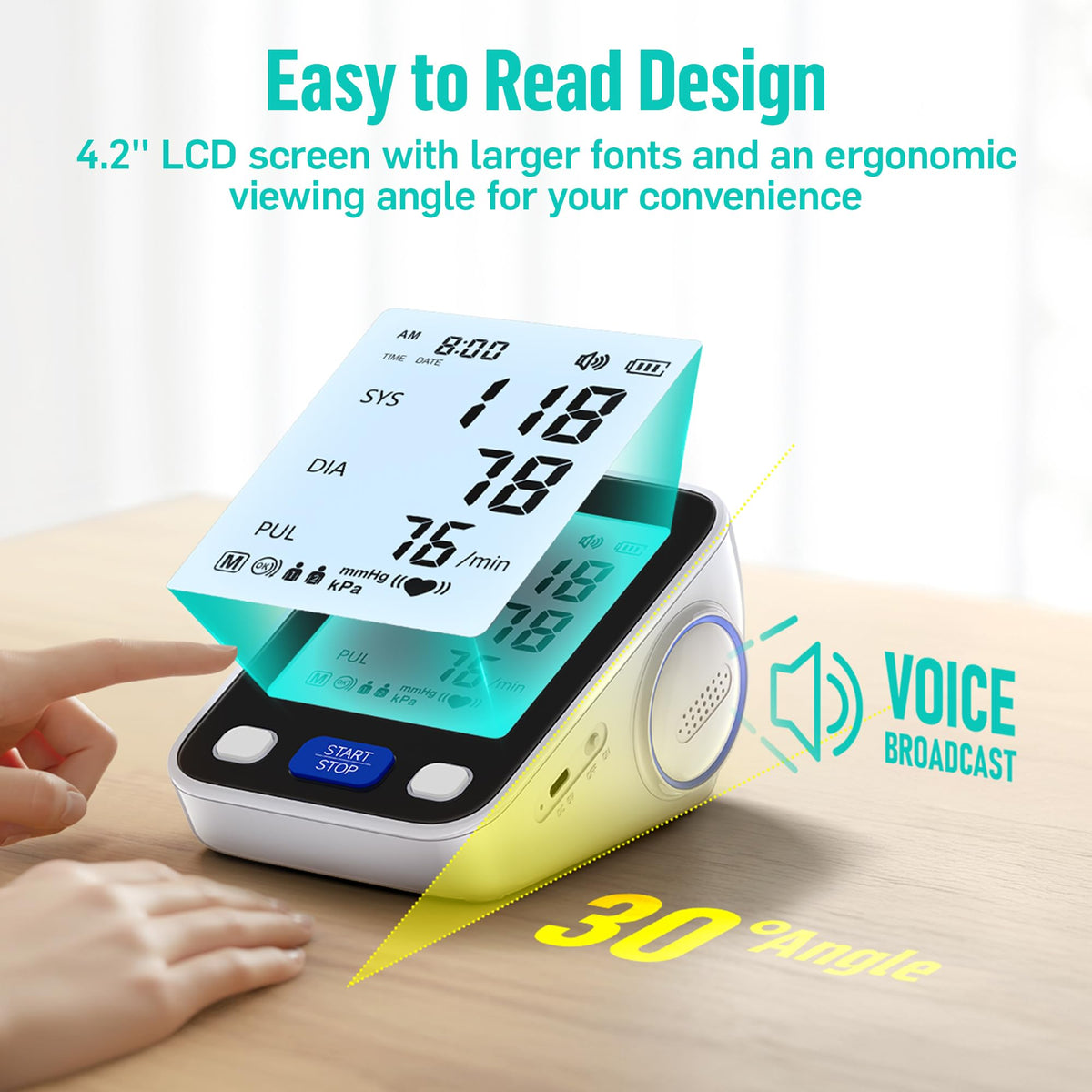 Upper Arm Blood Pressure Monitor with Wide Range Cuff Q397