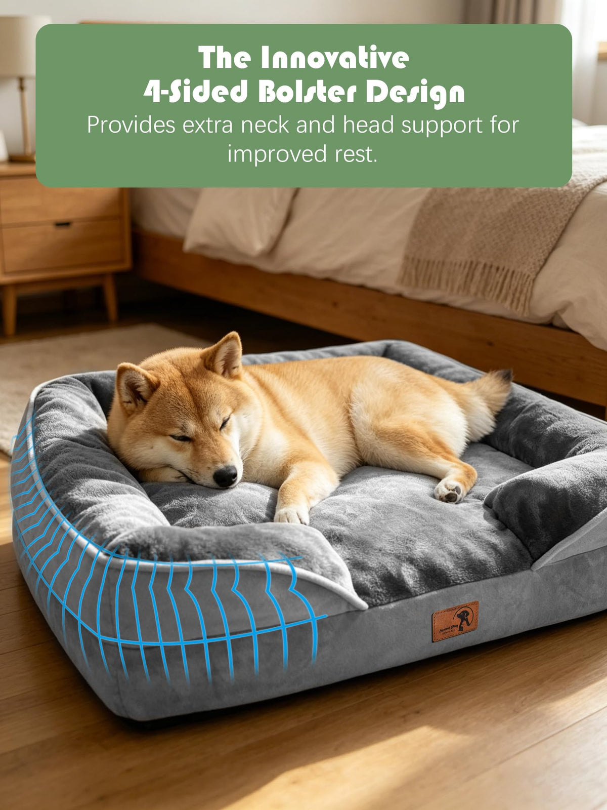 Orthopedic Dog Bed with Sides Grey M164614