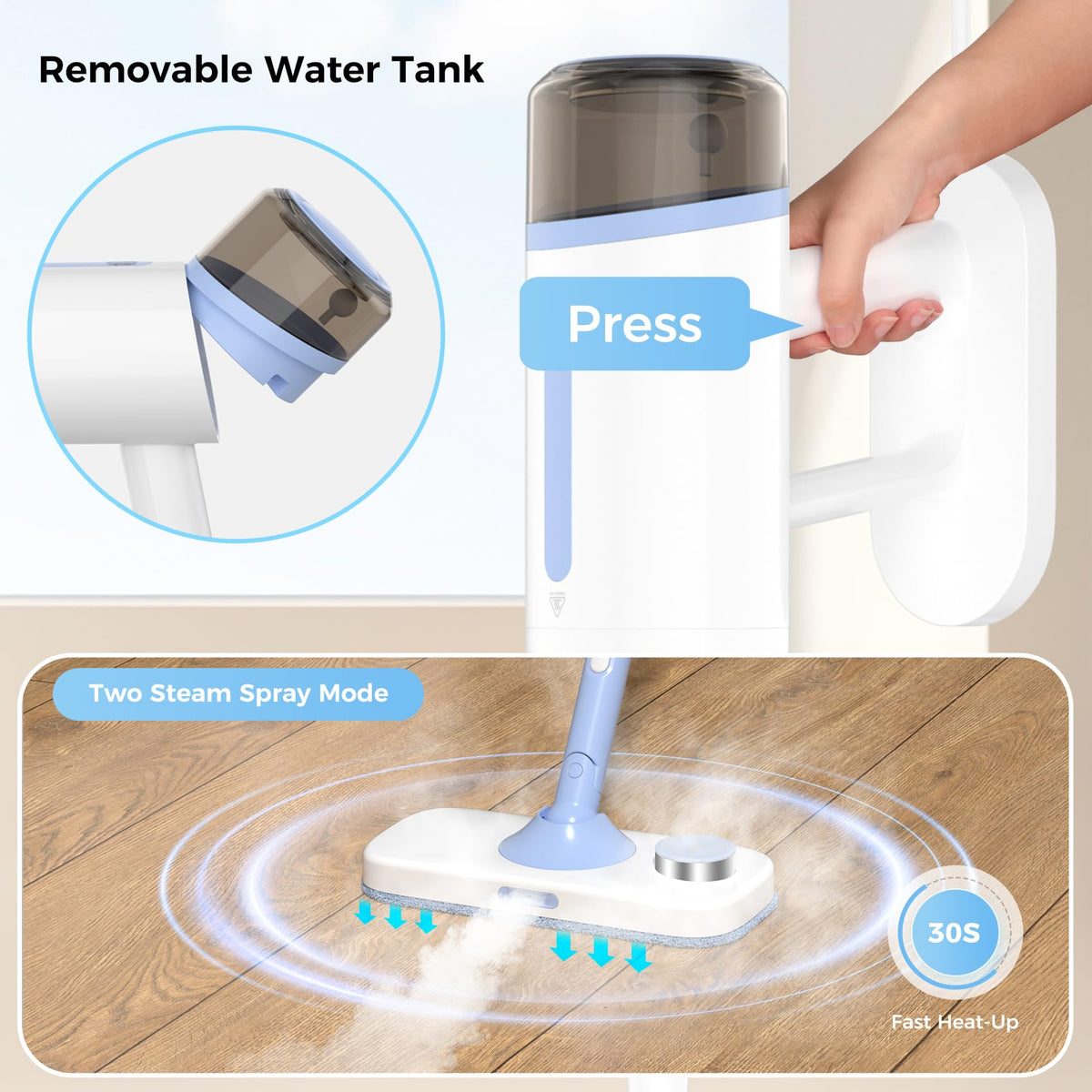 10 in 1 Detachable Handheld Steam Mop C416
