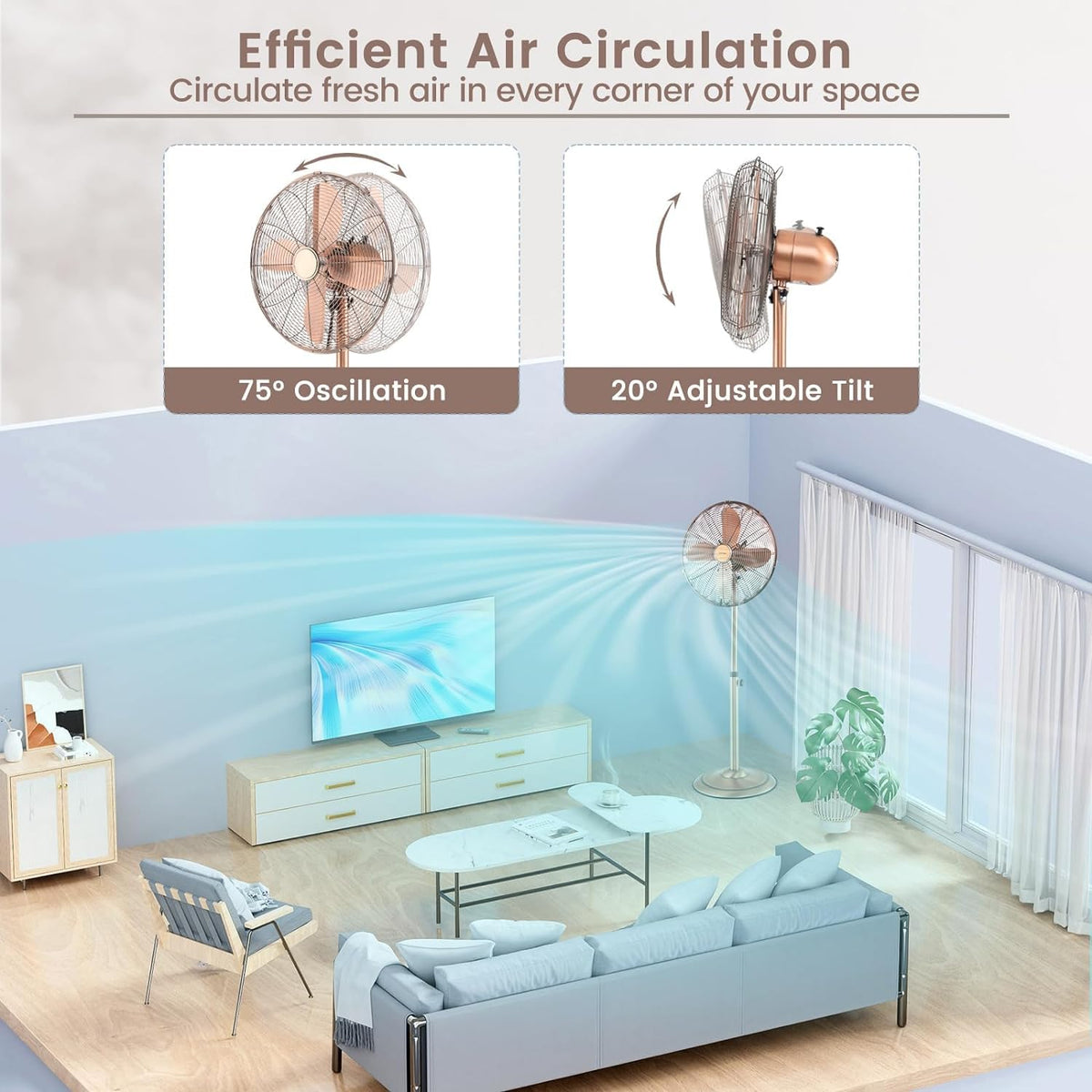 16'' Oscillating Pedestal Fan with 3 Speed Z600