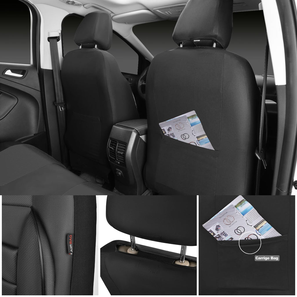 Leather Seat Covers Full Set Water Resistant 3D Foam Back Support 5 Seat Covers F230
