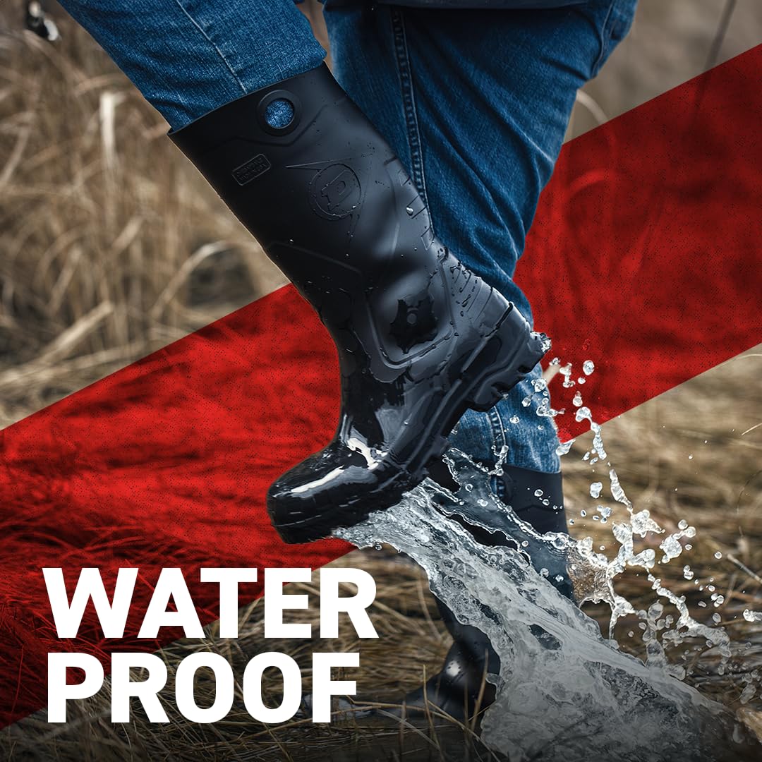 Black PVC Waterproof Steel Toe Rubber Boots Z857903