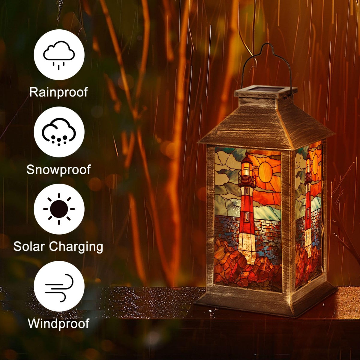 Solar Powered Waterproof Hanging Lantern T300783