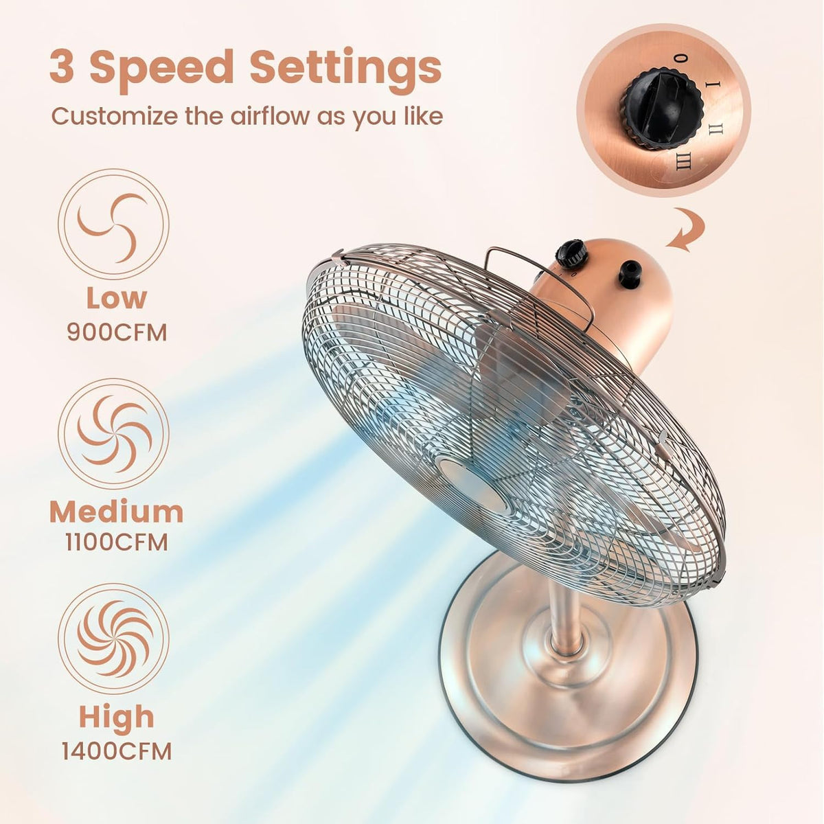 16'' Oscillating Pedestal Fan with 3 Speed Z600