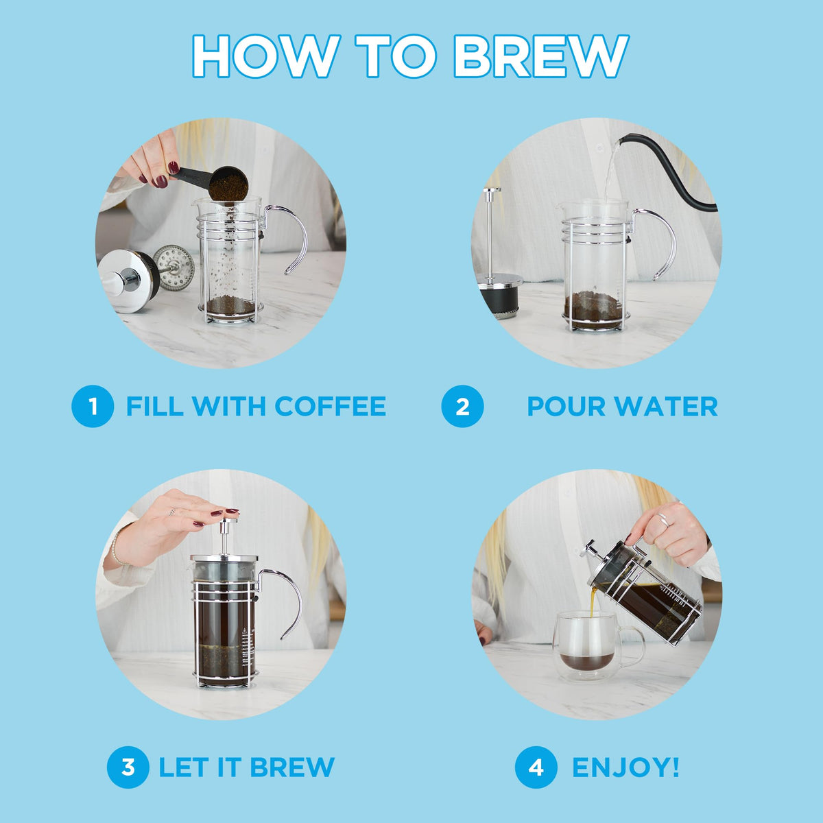 Glass French Press Coffee and Tea Maker, 11.8 oz Z3620