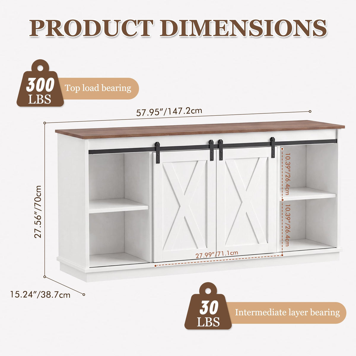 White TV Stand with Storage X406
