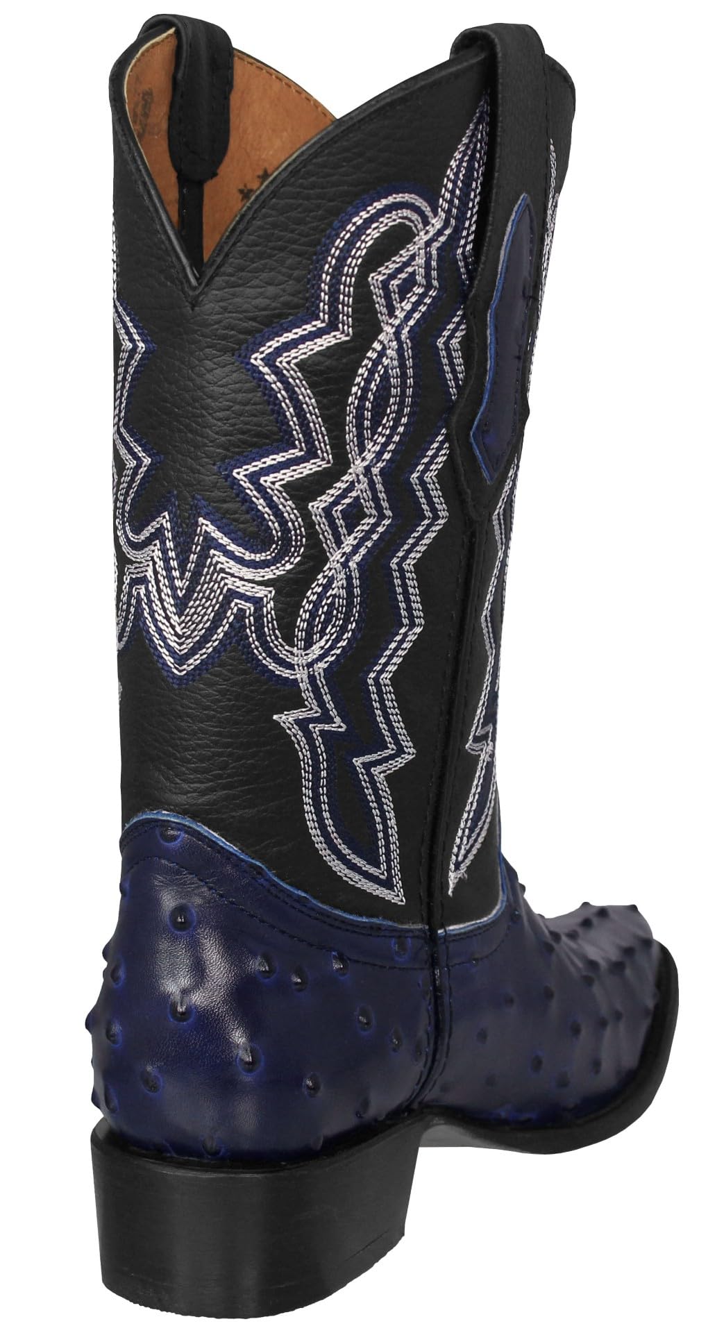 Blue Ostrich Quill Print Leather Western Cowboy Boots B151240