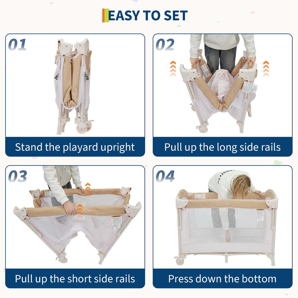 4 in 1 Pack and Play with Bassinet, Changing Table, Playpen and Carry Bag F49323
