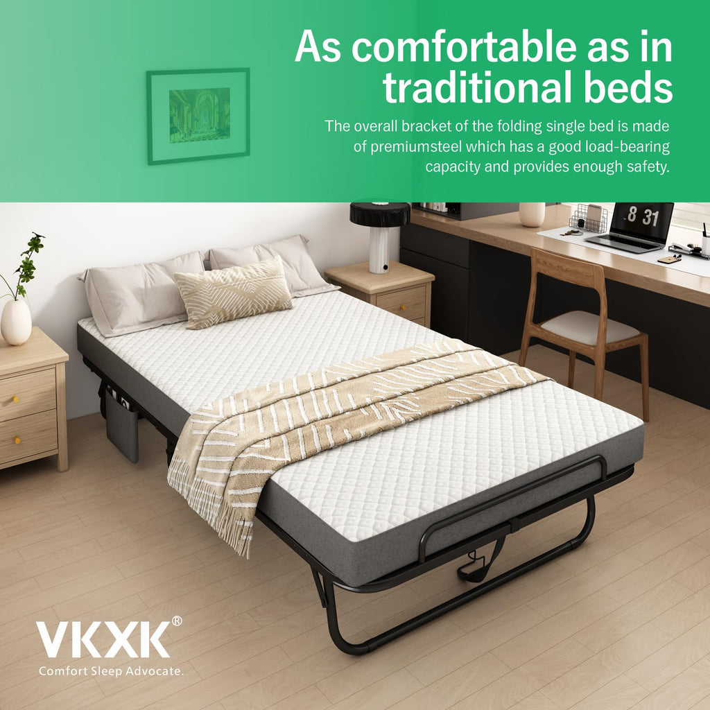Folding Twin XL Size Bed with Memory Foam Mattress P59545