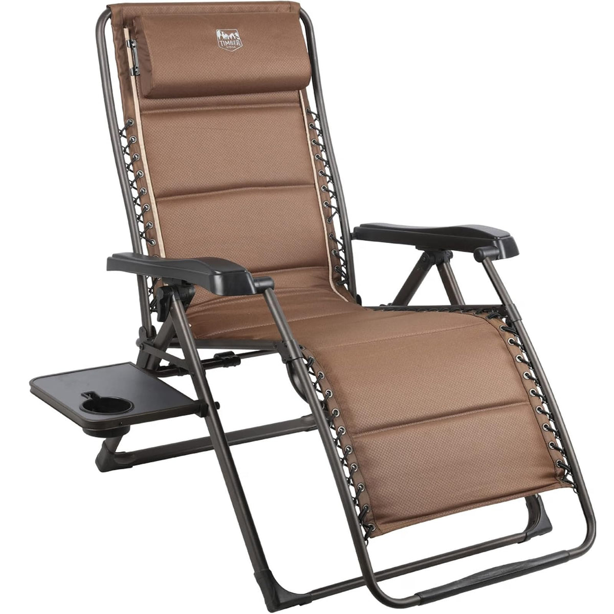 Brown Zero Gravity Folding Recliner Chair with Cup Holder S3731