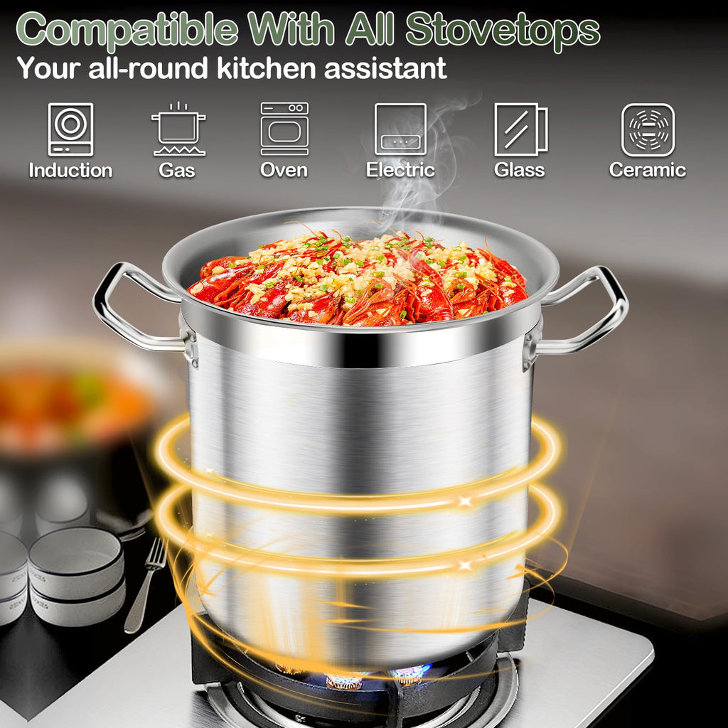 40 QT Stainless Steel Soup Pot with Lid B24764
