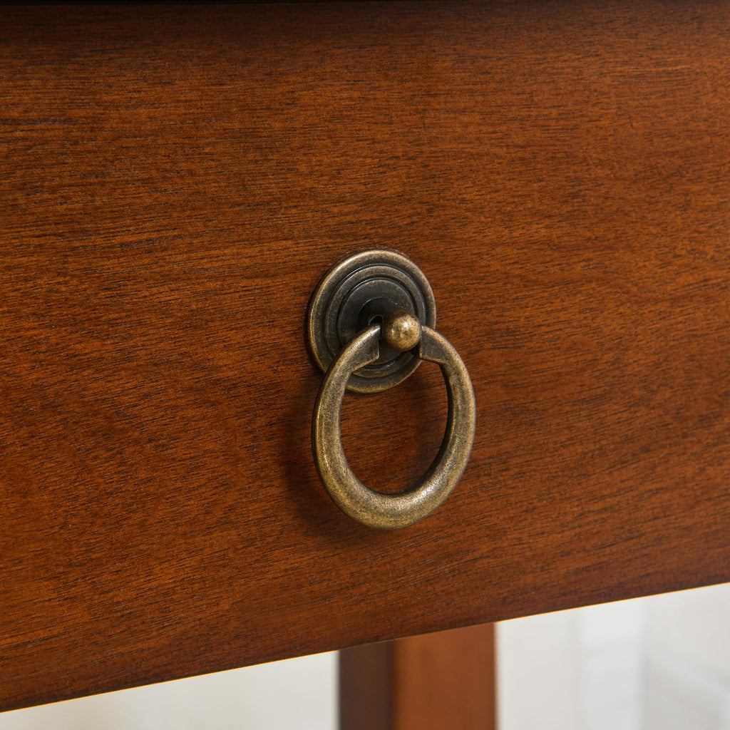 Small Solid Wood Side End Table with Drawer and Storage Shelf K335267