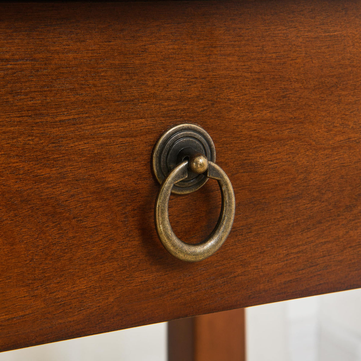 Small Solid Wood Side End Table with Drawer and Storage Shelf K335267