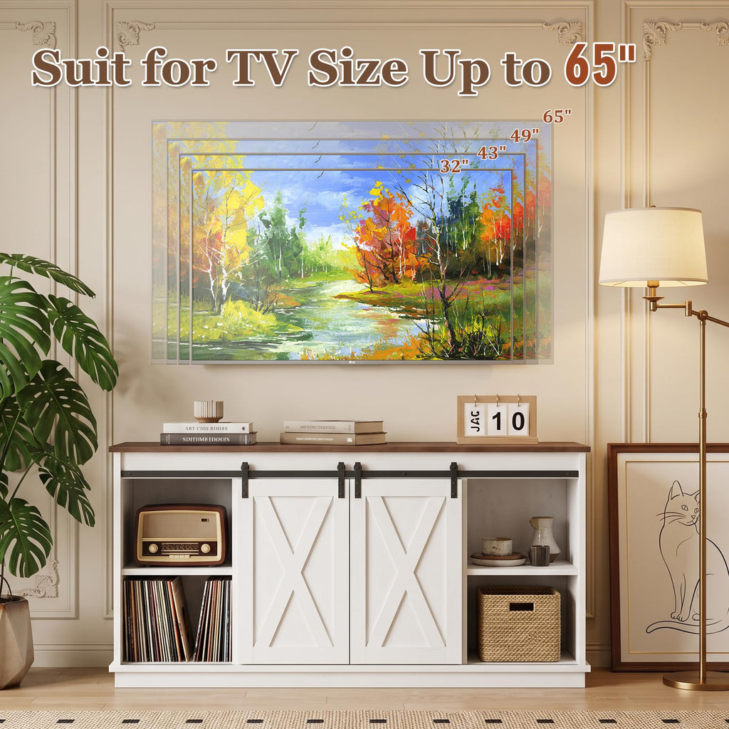 White TV Stand with Storage X406
