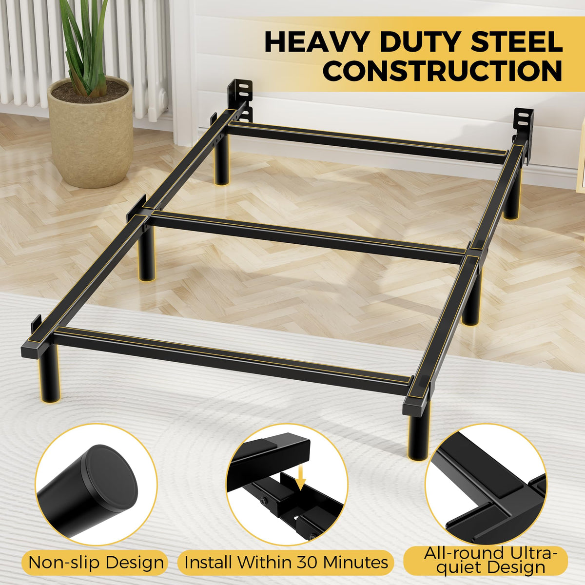 7 Inch Heavy Duty Metal Twin Bed Frame F20412