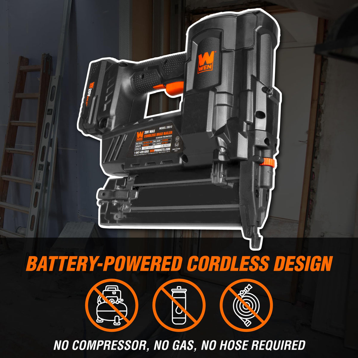 20V Max Cordless 18-Gauge Brad Nailer with Battery and Charger J41870