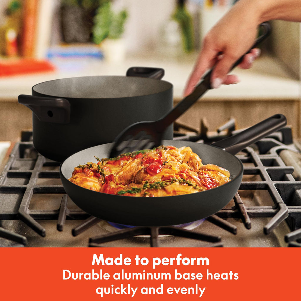 12 Piece Ceramic Nonstick Cookware Set Black I72722