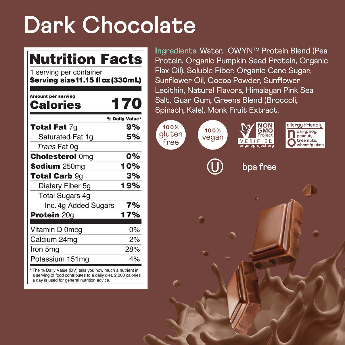 20g Vegan Protein Shake with Prebiotics, 12 Pack L775