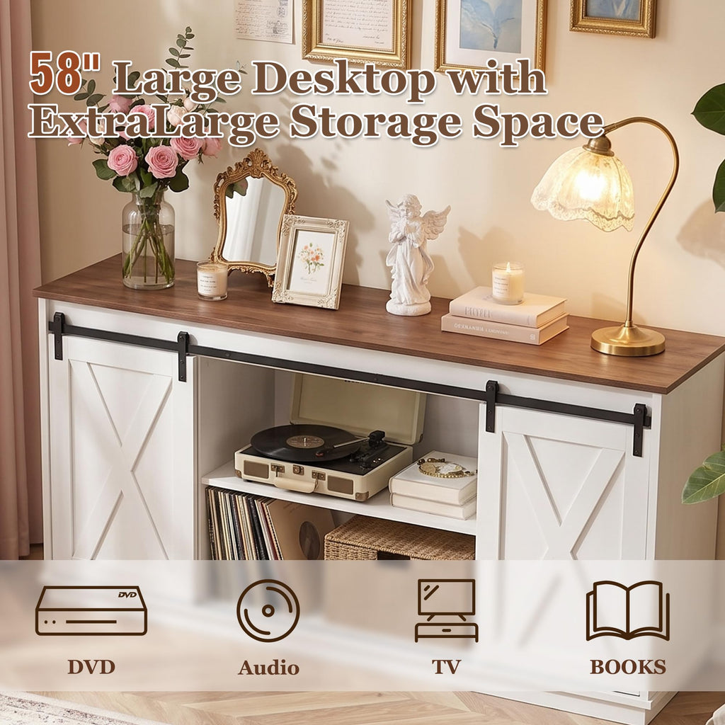 White TV Stand with Storage X406