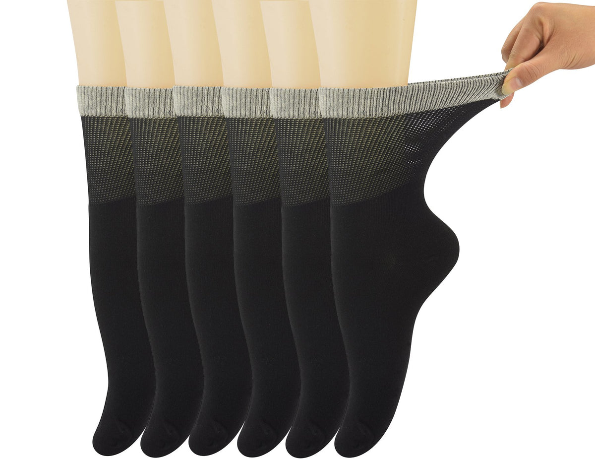 Womens Diabetic Crew Socks Seamless Toe 6 Pairs S53520