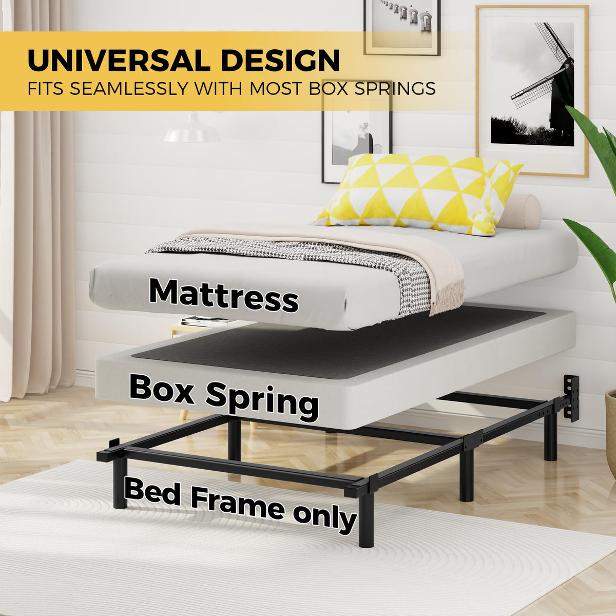 7 Inch Heavy Duty Metal Twin Bed Frame F20412