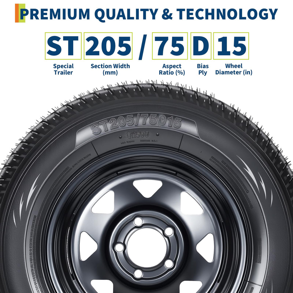 2-Pack ST205/75D15 Trailer Tires and 15" Rims C650228