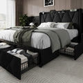 Queen Bed Frame with 4 Storage Drawers and Charging Station N51051