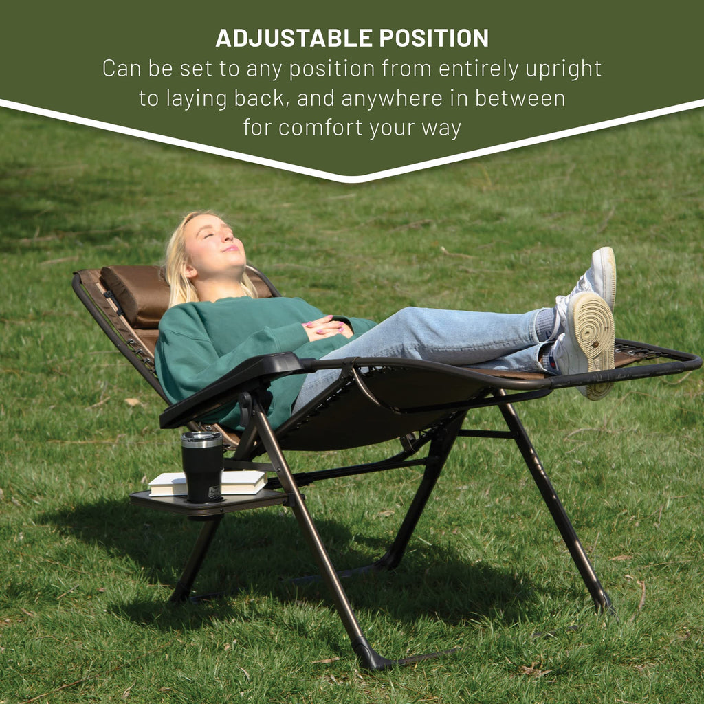 Brown Zero Gravity Folding Recliner Chair with Cup Holder S3731