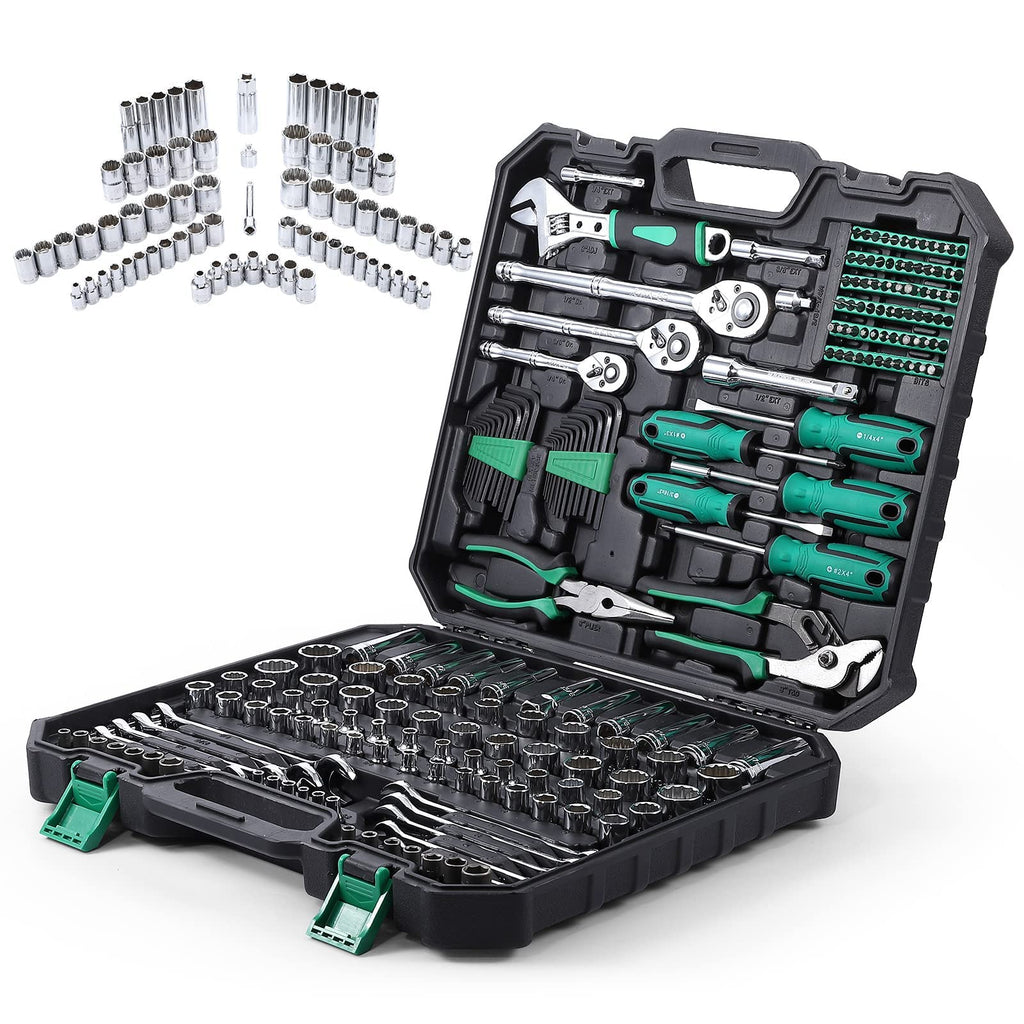 213 Piece SAE and Metric Mechanic Tool Set with Storage Case B538