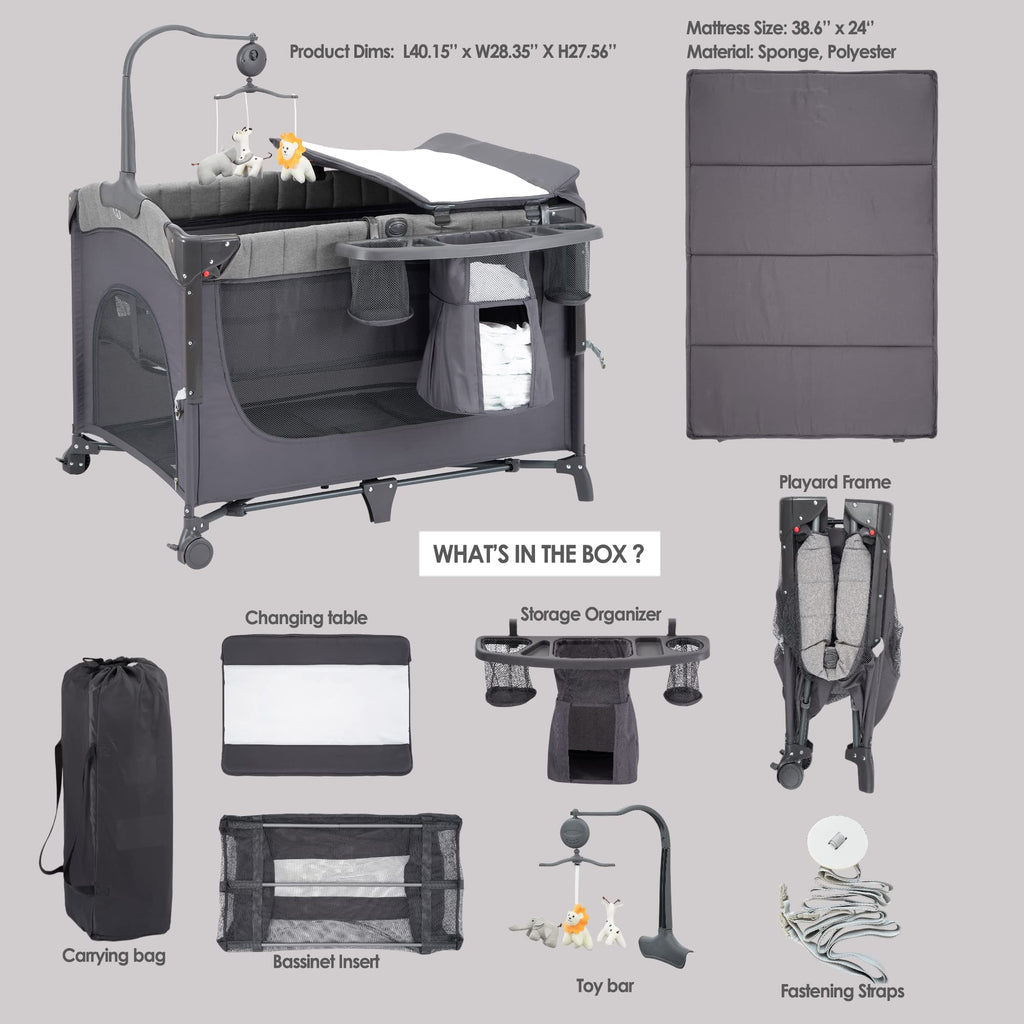 5-in-1 Pack and Play with Bassinet and Changing Table H4734