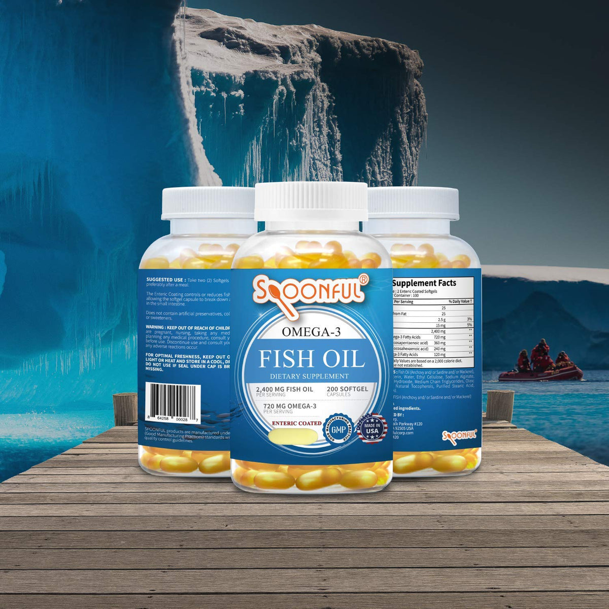 Omega 3 Fish Oil 2400mg 200 Capsules Softgel D819