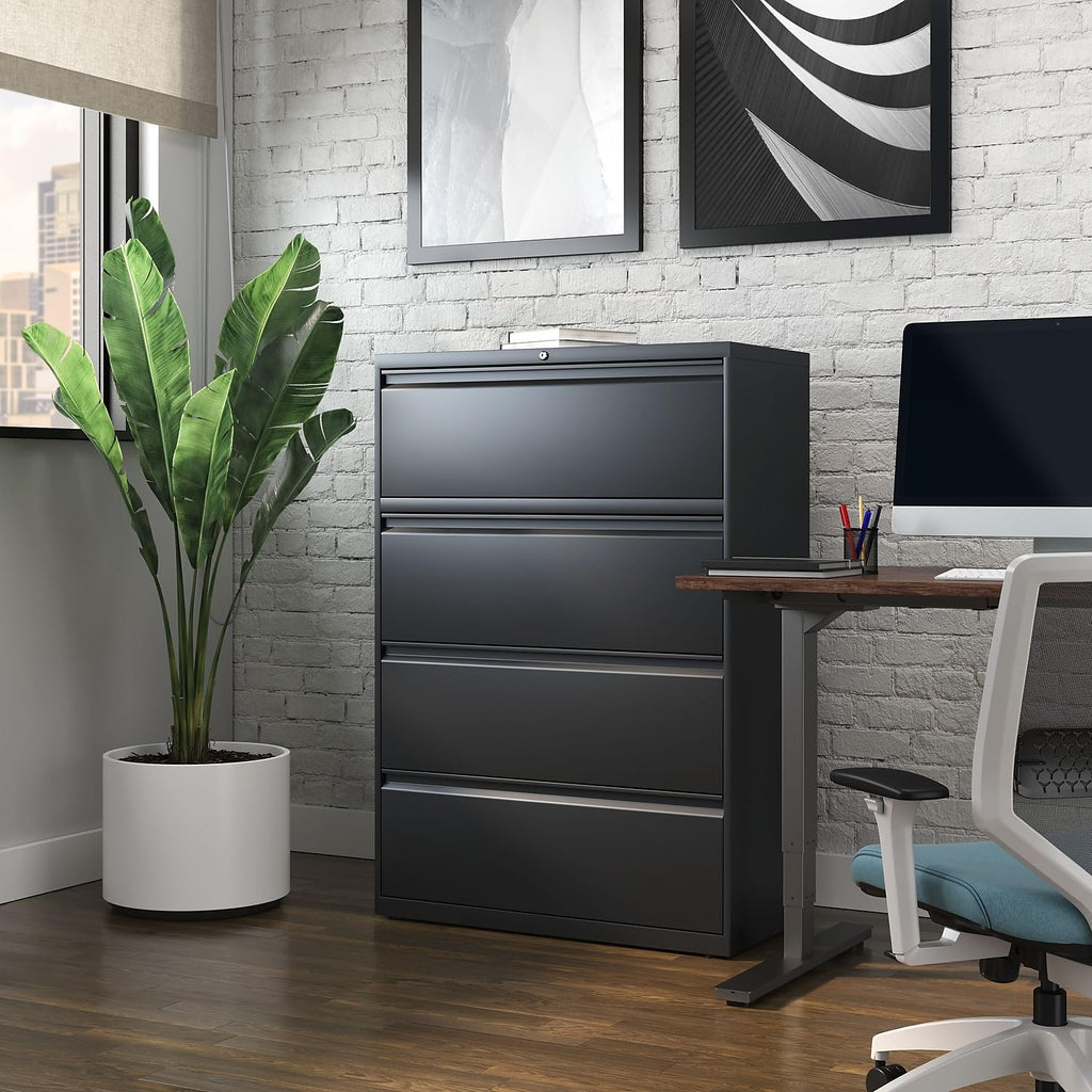 4 Drawer Black Lateral File Cabinet V7552