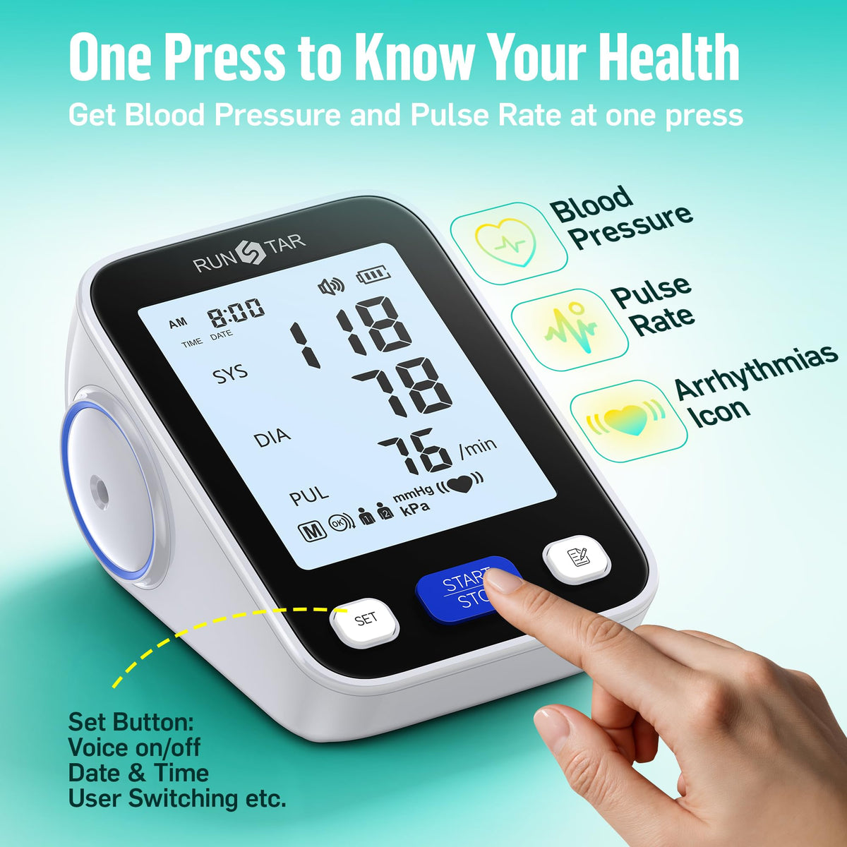 Upper Arm Blood Pressure Monitor with Wide Range Cuff Q397