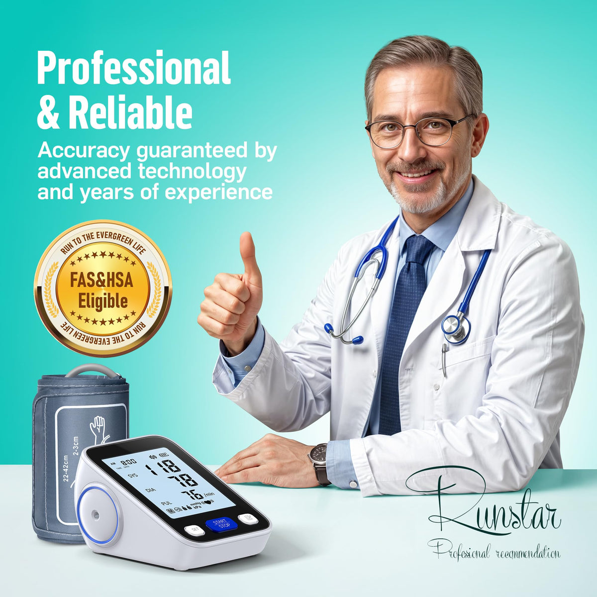 Upper Arm Blood Pressure Monitor with Wide Range Cuff Q397
