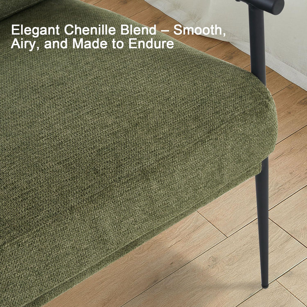 Green Chenille Accent Chair Set of 2 O609