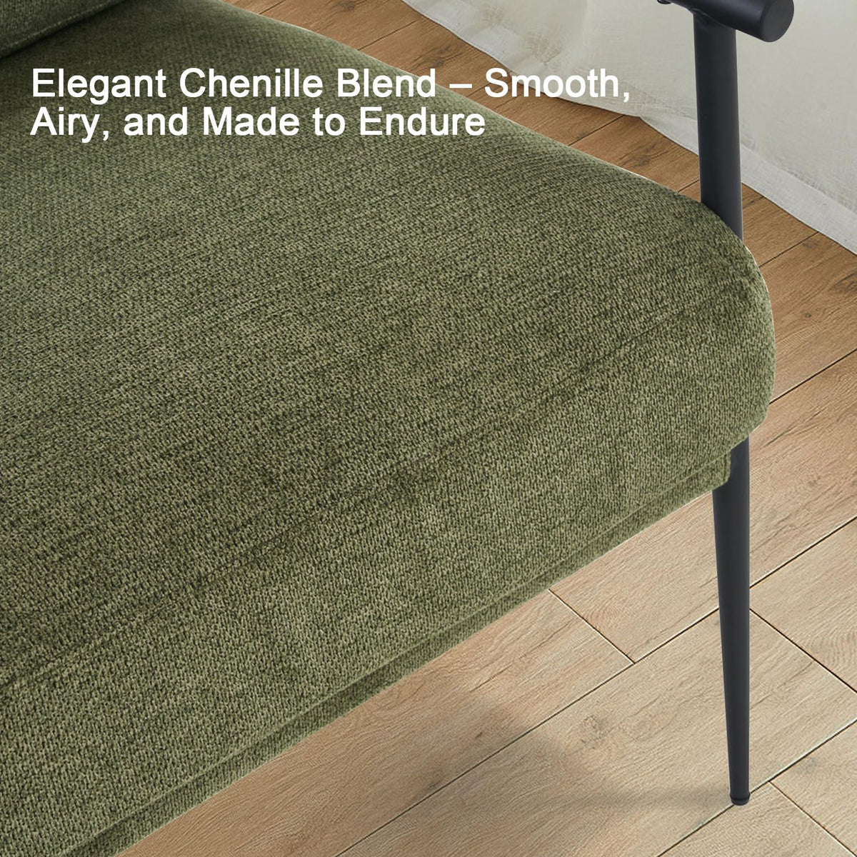 Green Chenille Accent Chair Set of 2 O609