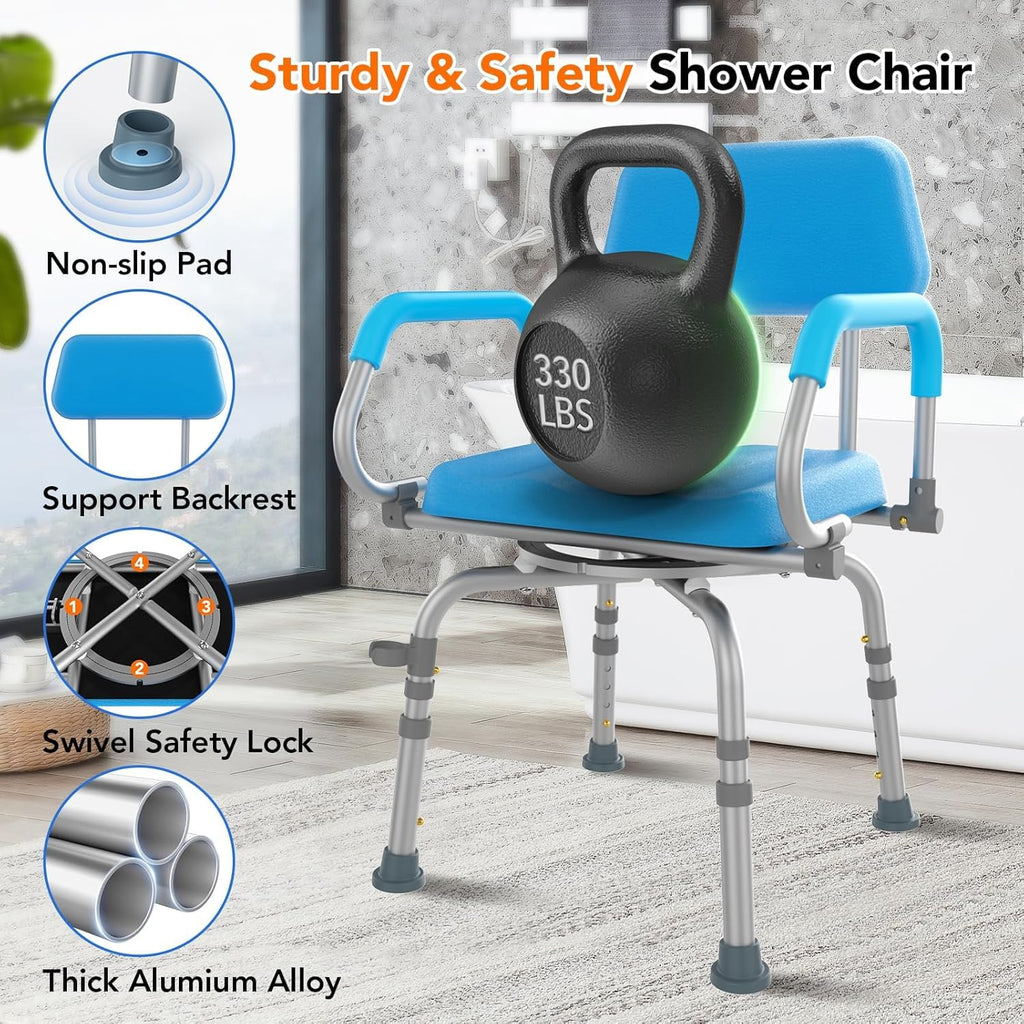 Swivel Shower Chair with Arms and Back J778939