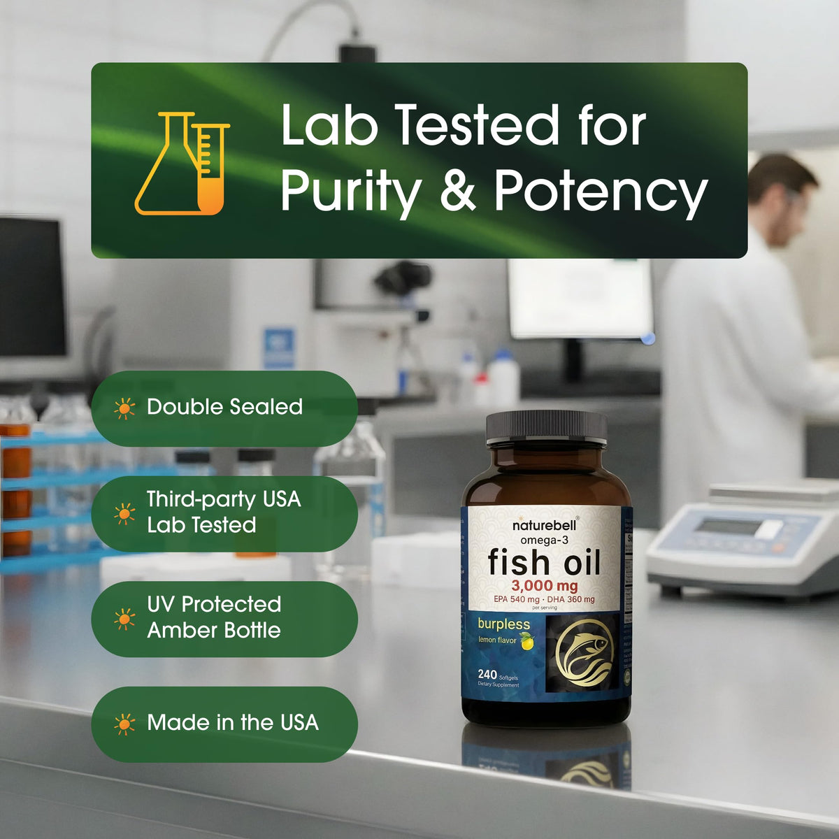 Omega-3 Fish Oil 3,000mg 240 Softgels O3031