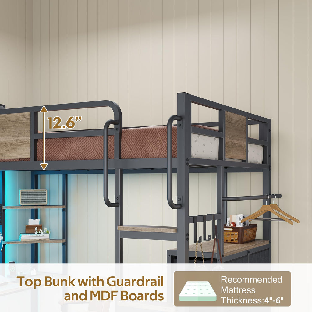 Twin Loft Bed with Desk and 6 Storage Drawers H880969