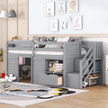 Twin Size Wood Loft Bed with Storage V886
