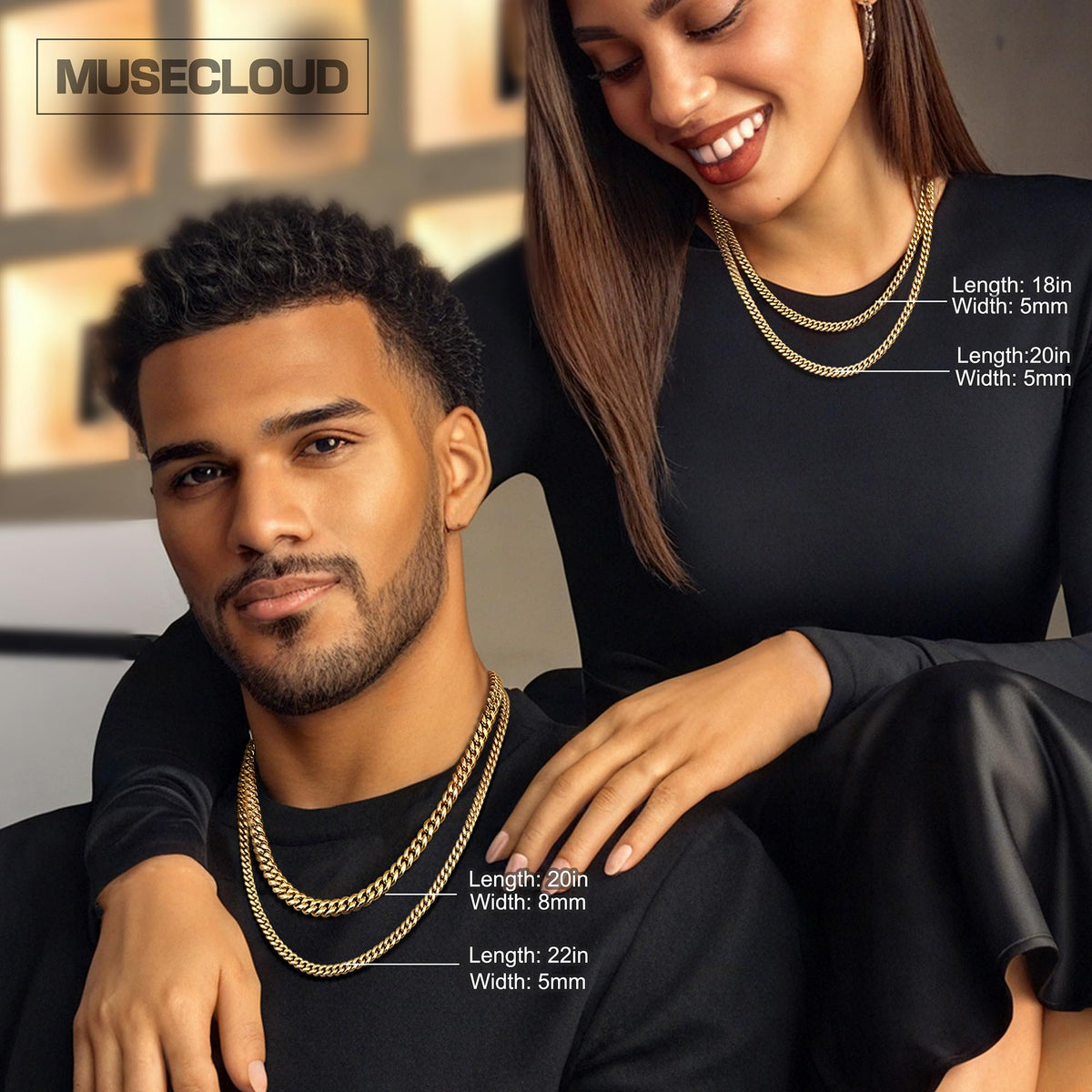 Gold Cuban Link Chain 5-14mm Stainless Steel B15038