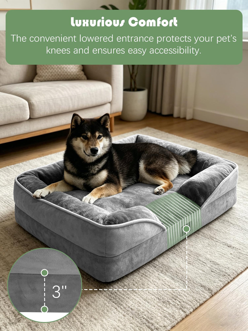 Orthopedic Dog Bed with Sides Grey M164614