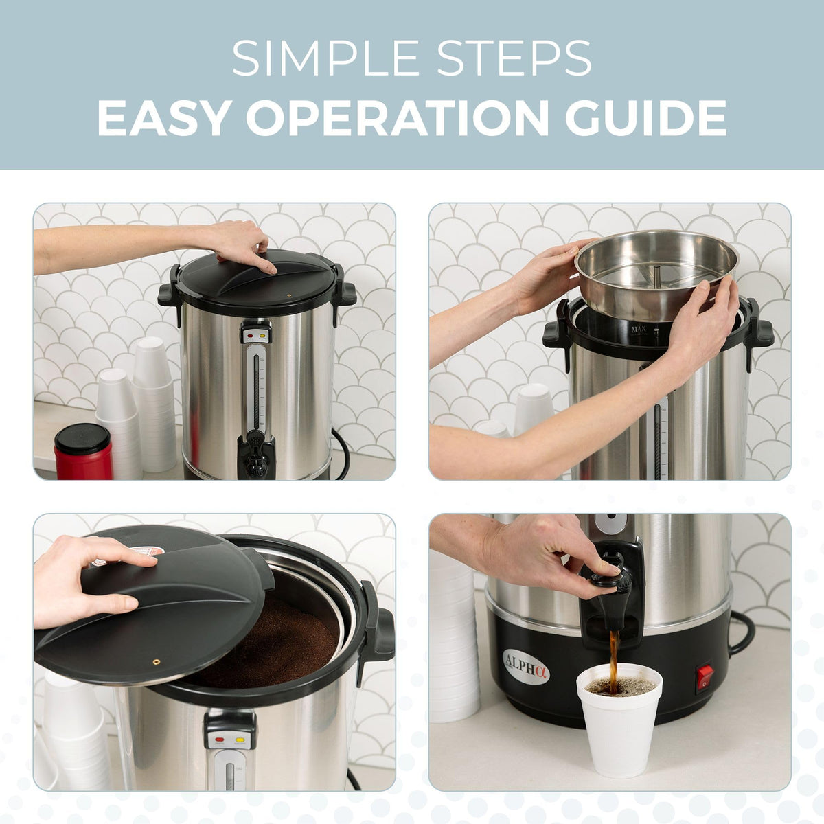8L Stainless Steel Electric Coffee Urn H68040