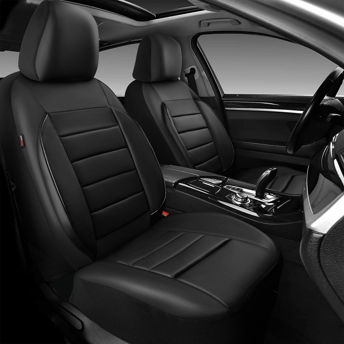 Leather Seat Covers Full Set Water Resistant 3D Foam Back Support 5 Seat Covers F230