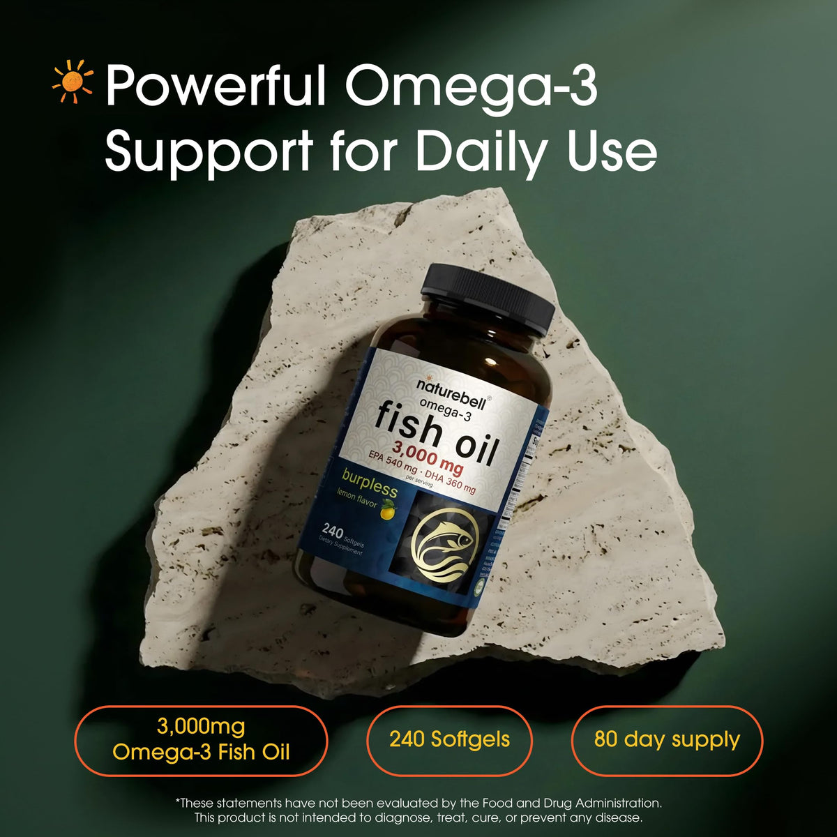 Omega-3 Fish Oil 3,000mg 240 Softgels O3031