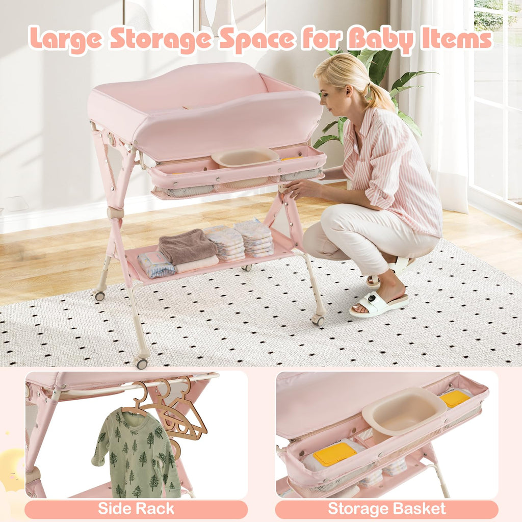 Portable Baby Changing Table with Wheels H64454